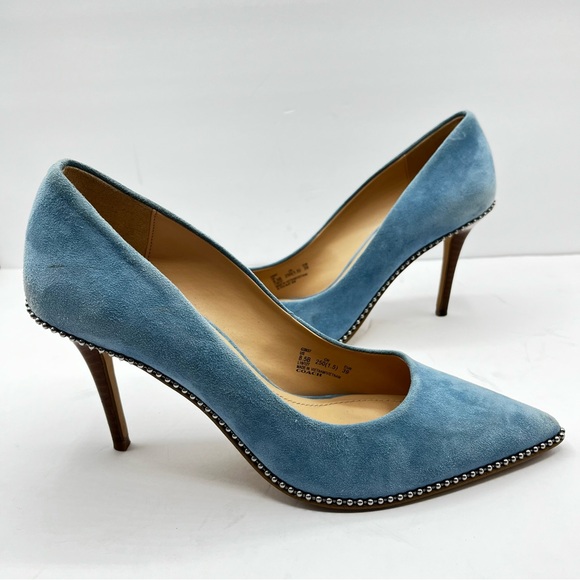 Coach Women’s Sz 8.5B Waverly Pumps in Light Blue Suede Heels Wedding Bride - Picture 13 of 16
